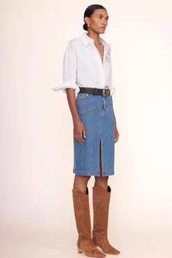 STAUD - HUDSON SKIRT MEDIUM WASH