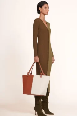 STAUD - IDA CANVAS TOTE BAG CREAM TAN