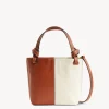 STAUD - IDA MINI CANVAS TOTE BAG CREAM TAN