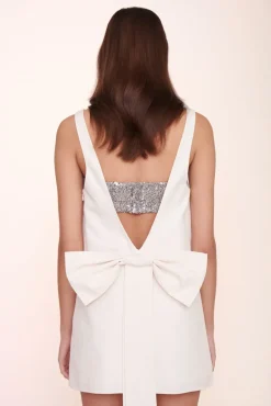 STAUD - IRIE DRESS IVORY SILVER SEQUINS