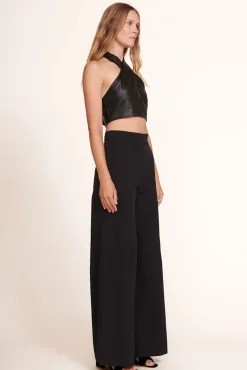 STAUD - KAI TOP VEGAN LEATHER BLACK