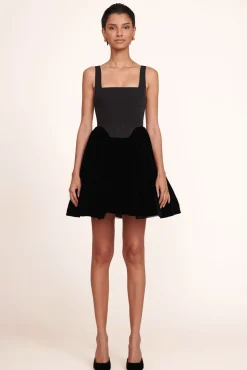 STAUD - LANDSCAPE DRESS VELVET BLACK
