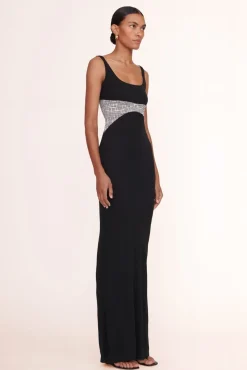 STAUD - LAYLANI DRESS BLACK/SEA NETTING BLACK/SEA NETTING