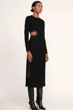 STAUD - LONG SLEEVE DOLCE DRESS BLACK