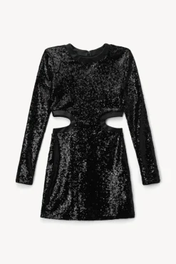 STAUD - LONG SLEEVE MINI DOLCE DRESS BLACK
