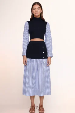 STAUD - LOUISA TOP NAVY/BLUE WHITE STRIPE NAVY BLUE WHITE STRIPE