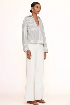 STAUD - MARLENE TOP MOSS STRIPE