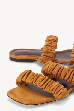 STAUD - MAYA RUCHED SANDAL CASHEW SUEDE
