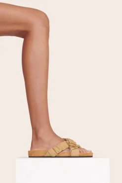 STAUD - MICHEL SLIDE FENNEL GROSGRAIN CASHEW SUEDE FENNEL CASHEW