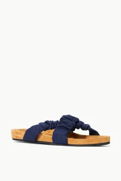 STAUD - MICHEL SLIDE NAVY GROSGRAIN CASHEW SUEDE NAVY CASHEW