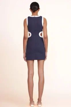 STAUD - MINI DOLCE DRESS NAVY WHITE