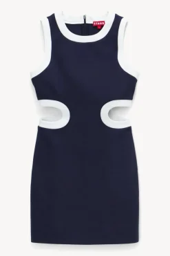 STAUD - MINI DOLCE DRESS NAVY WHITE