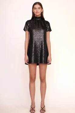 STAUD - MINI ILANA DRESS SEQUINS BLACK