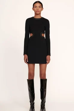 STAUD - MINI LONG SLEEVE DOLCE DRESS BLACK BLACK BLACK