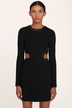 STAUD - MINI LONG SLEEVE DOLCE DRESS BLACK BLACK BLACK