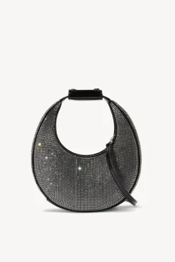 STAUD - MINI MOON CRYSTAL BAG BLACK RHINESTONES