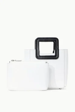 STAUD - MINI SHIRLEY LEATHER BAG WHITE BLACK