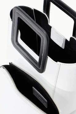 STAUD - MINI SHIRLEY LEATHER BAG WHITE BLACK