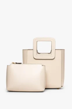 STAUD - MINI SHIRLEY LEATHER BAG CREAM