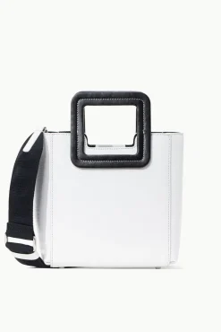STAUD - MINI SHIRLEY LEATHER BAG WHITE BLACK
