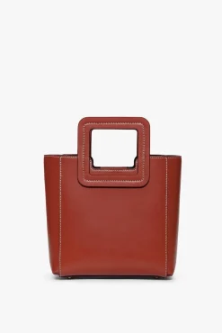 STAUD - MINI SHIRLEY LEATHER BAG COGNAC