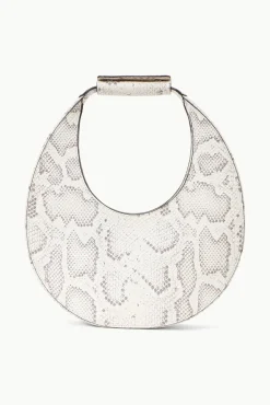 STAUD - MOON BAG SNAKE EMBOSSED BLEACHED