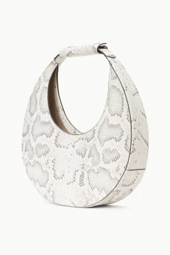 STAUD - MOON BAG SNAKE EMBOSSED BLEACHED