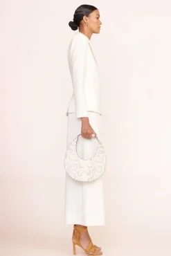 STAUD - MOON BAG SNAKE EMBOSSED BLEACHED