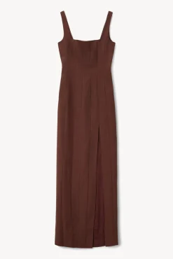 STAUD - PORTRAIT DRESS CHOCOLATE