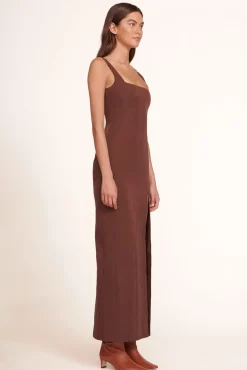 STAUD - PORTRAIT DRESS CHOCOLATE