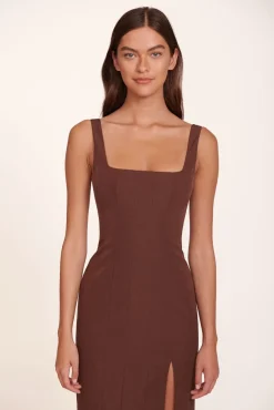 STAUD - PORTRAIT DRESS CHOCOLATE