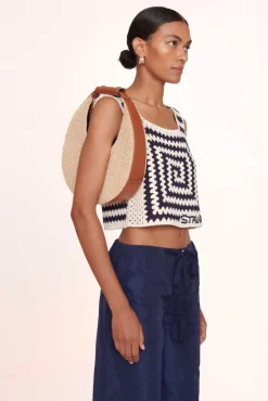 STAUD - RAFFIA MOON BAG NATURAL TAN