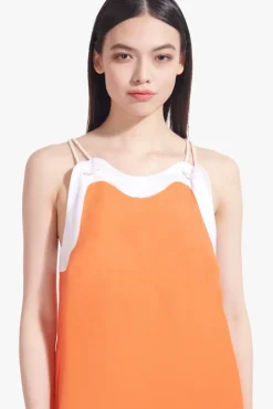 STAUD - RENATA DRESS TANGERINE WHITE