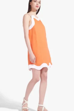 STAUD - RENATA DRESS TANGERINE WHITE
