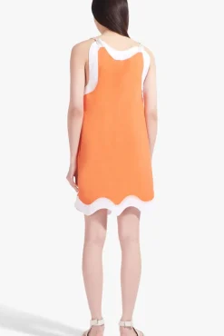 STAUD - RENATA DRESS TANGERINE WHITE