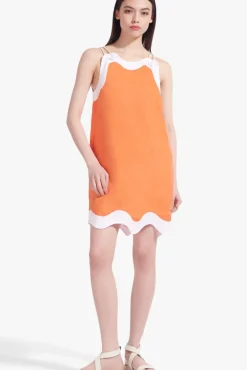 STAUD - RENATA DRESS TANGERINE WHITE