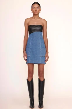 STAUD - SERENITY DRESS MEDIUM WASH/BLACK MEDIUM WASH/BLACK