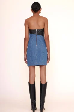 STAUD - SERENITY DRESS MEDIUM WASH/BLACK MEDIUM WASH/BLACK