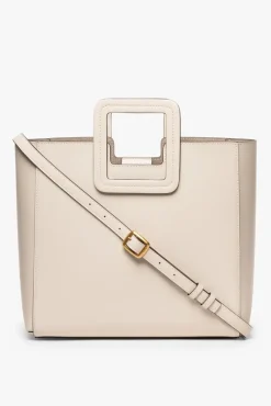 STAUD - SHIRLEY LEATHER TOTE BAG CREAM