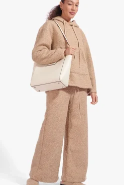 STAUD - SHIRLEY LEATHER TOTE BAG CREAM