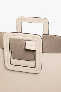 STAUD - SHIRLEY LEATHER TOTE BAG CREAM