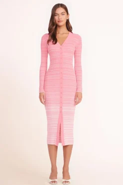 STAUD - SHOKO SWEATER CORAL PINK WHITE