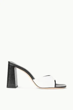 STAUD - SLOANE HEEL SNAKE EMBOSSED BLACK WHITE