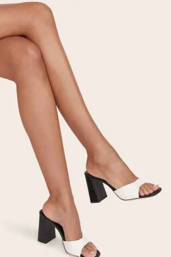 STAUD - SLOANE HEEL SNAKE EMBOSSED BLACK WHITE