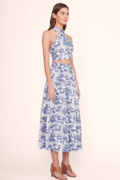 STAUD - SMOCKED KAI TOP BLUE TOILE