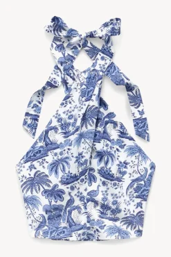 STAUD - SMOCKED KAI TOP BLUE TOILE