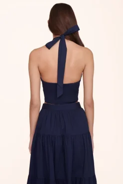 STAUD - SMOCKED KAI TOP NAVY