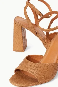 STAUD - SOLANGE HEEL SNAKE EMBOSSED TAN
