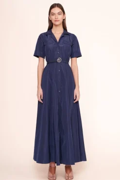 STAUD - SWIRL SHIRT DRESS NAVY