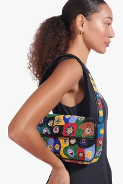 STAUD - TOMMY BEADED BAG BLACK MILLEFIORI